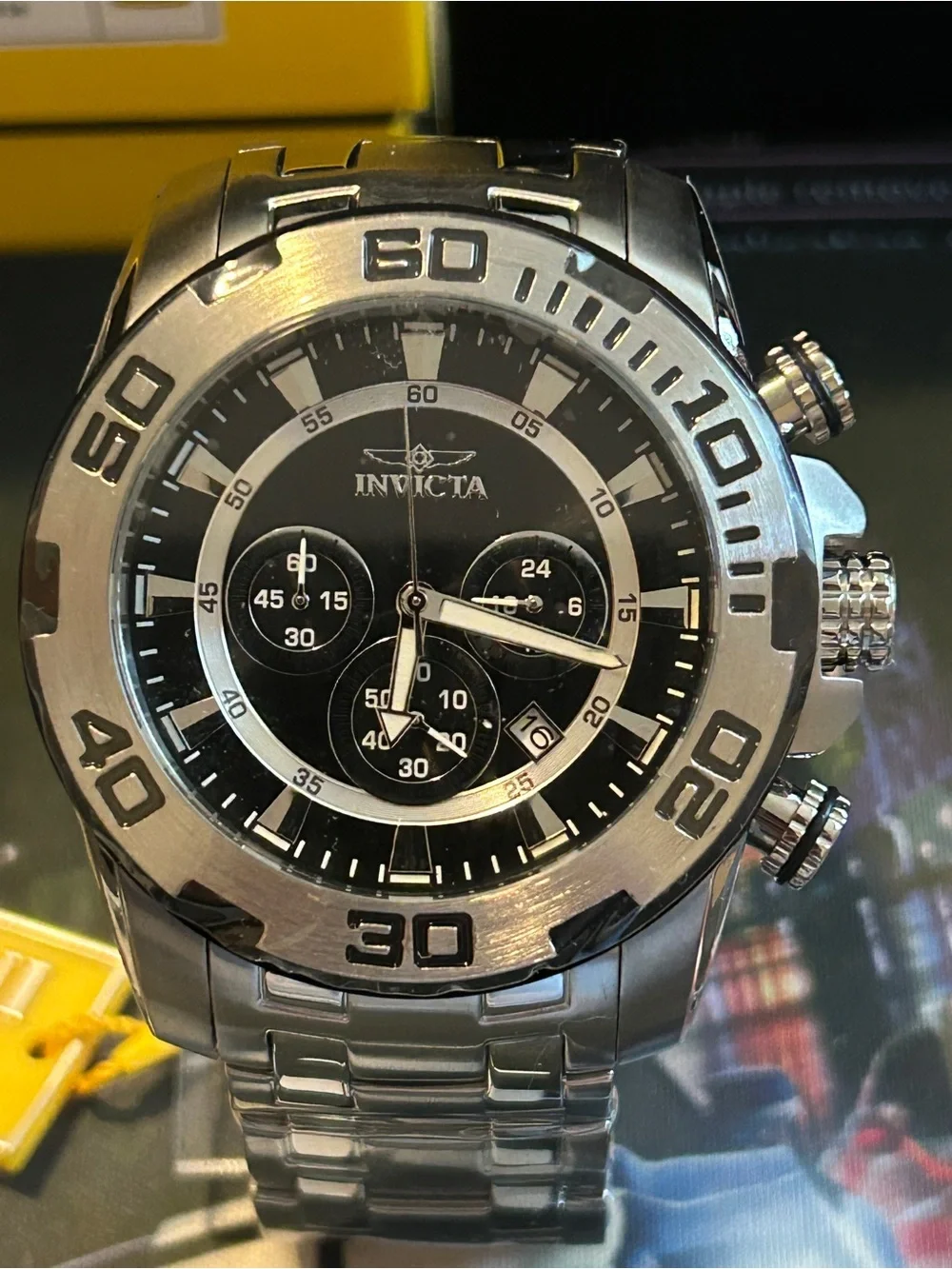 Invicta Pro Diver Scuba. Silver Stainless Steel & Black Watch